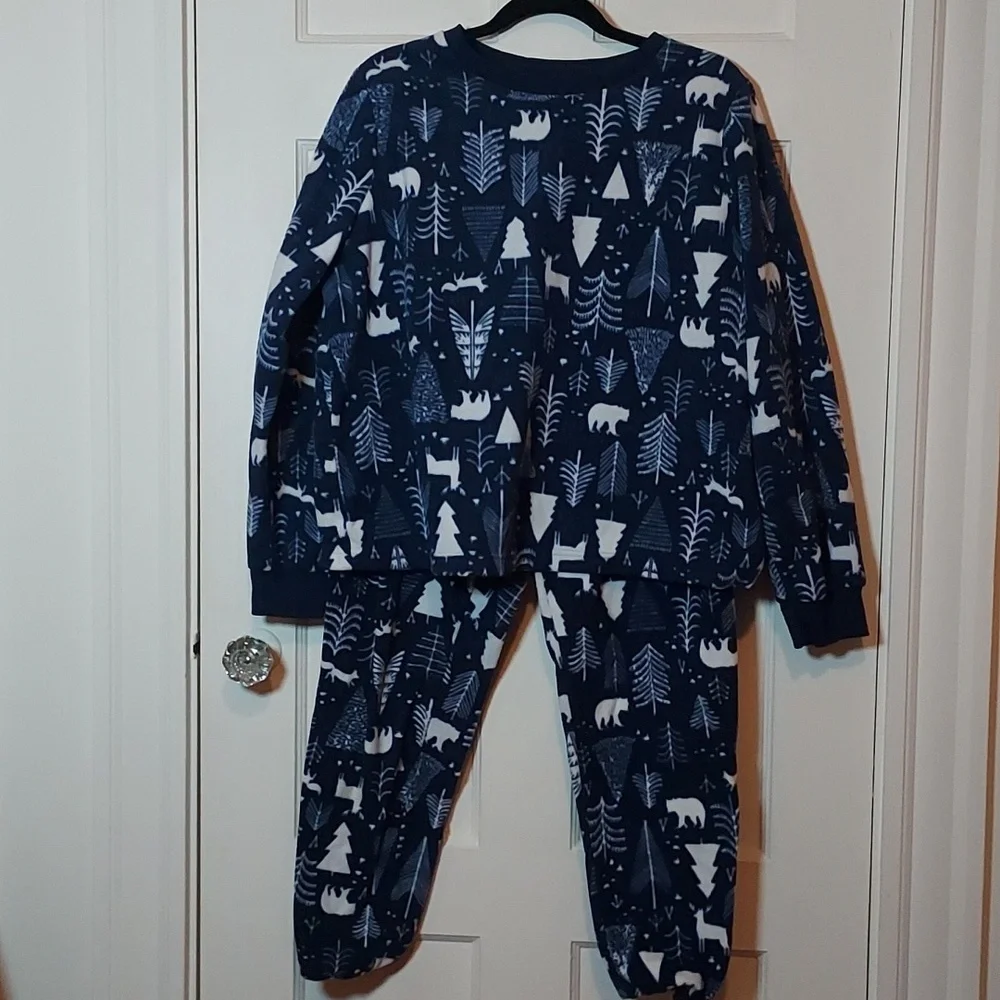 Old Navy Microfleece Pajama Set Blue Trees